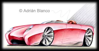 Boceto de auto Roadster realizado a mano alzada